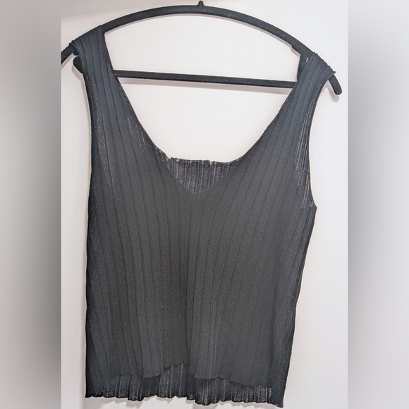 OAK + FORT Black Ribbed Tank Top - Picture 2 of 3